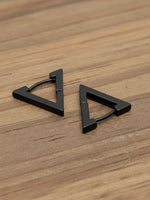 Thumbnail for NVR Men's Black Rhodium Plated Geomatric Shaped Stud Earrings - Distacart