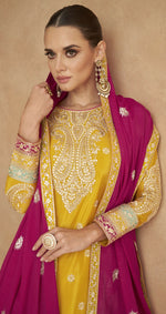 Thumbnail for Anaita Yellow Chiffon Suit with Embroidery Coding Sequence Work