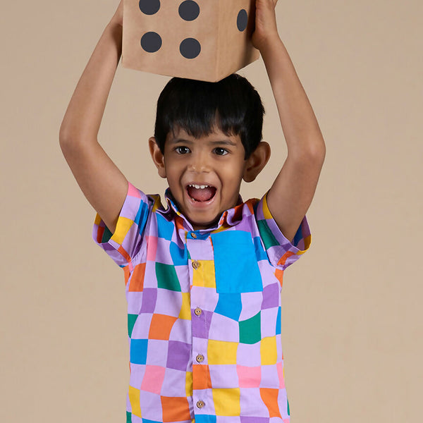 Snakes and Ladders Boys Multi Color Rotary Print Shirt from Siblings Collection - Distacart