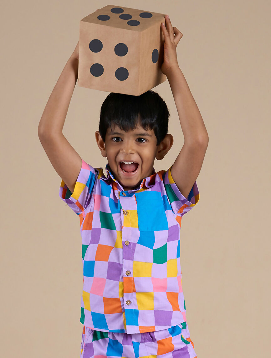 Snakes and Ladders Boys Multi Color Rotary Print Shirt from Siblings Collection - Distacart