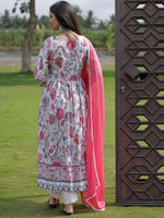 Thumbnail for The52 Women's Beautiful Rayon Fabric Printed Work Flared Kurta Pant and Dupatta Set - Distacart