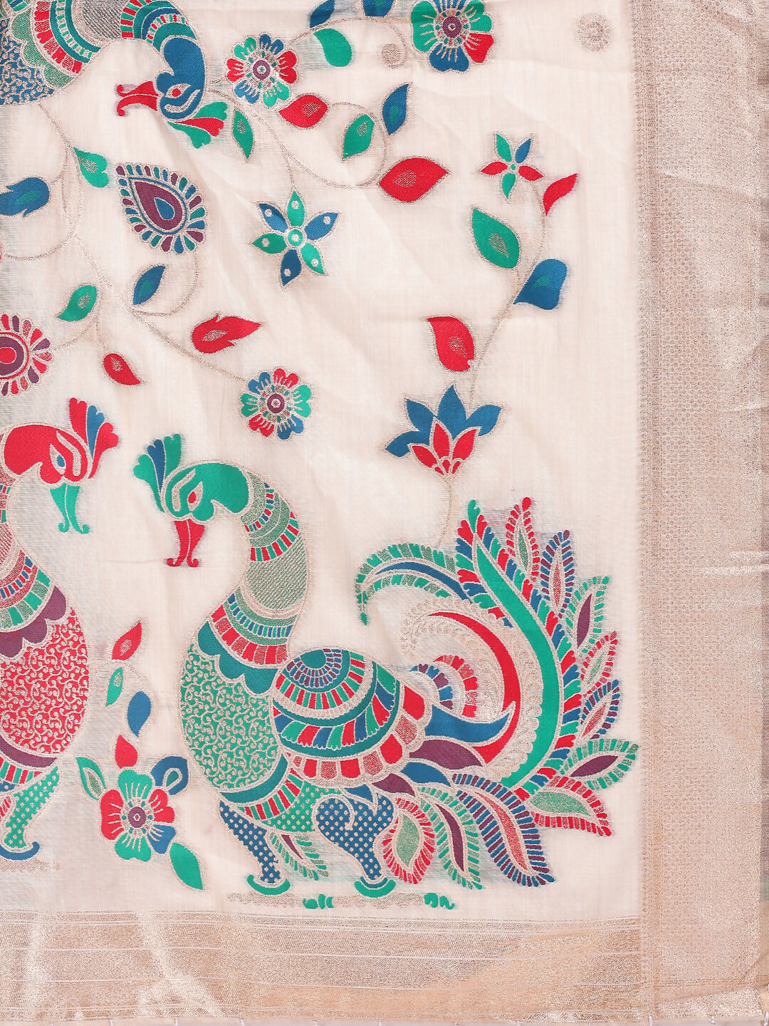 Astita Linen Cotton Cream Saree