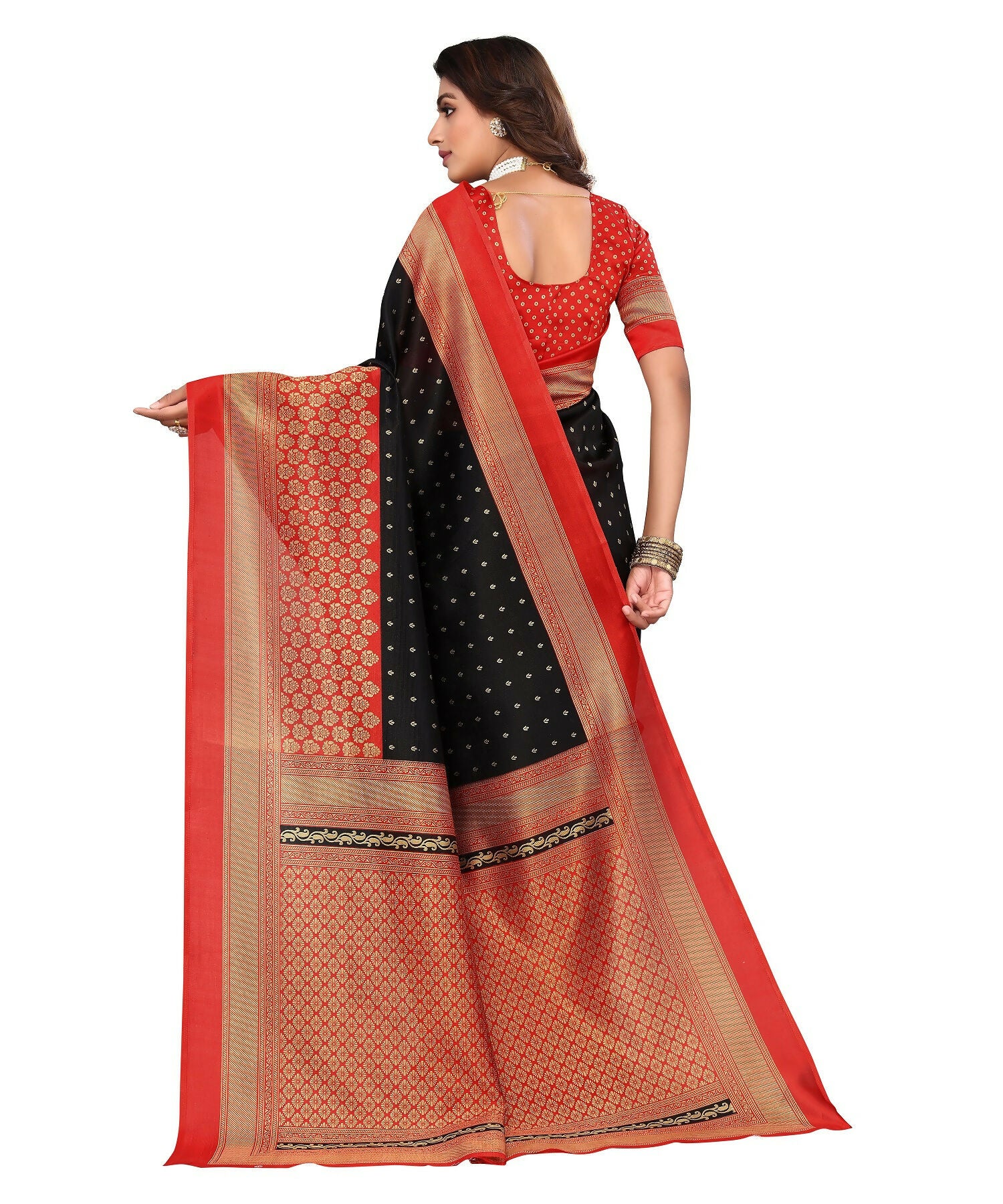 Vamika Black Printed Art Silk Saree - Distacart