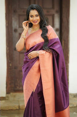 Thumbnail for NOZ2TOZ Women Banarasi Silk Woven Saree With Blouse Piece - Purple - Distacart