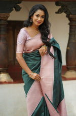 Thumbnail for NOZ2TOZ Women Banarasi Silk Woven Saree With Blouse Piece - Teal - Distacart