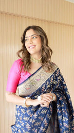 Thumbnail for NOZ2TOZ Women Banarasi Silk Woven Saree With Blouse Piece - Blue - Distacart