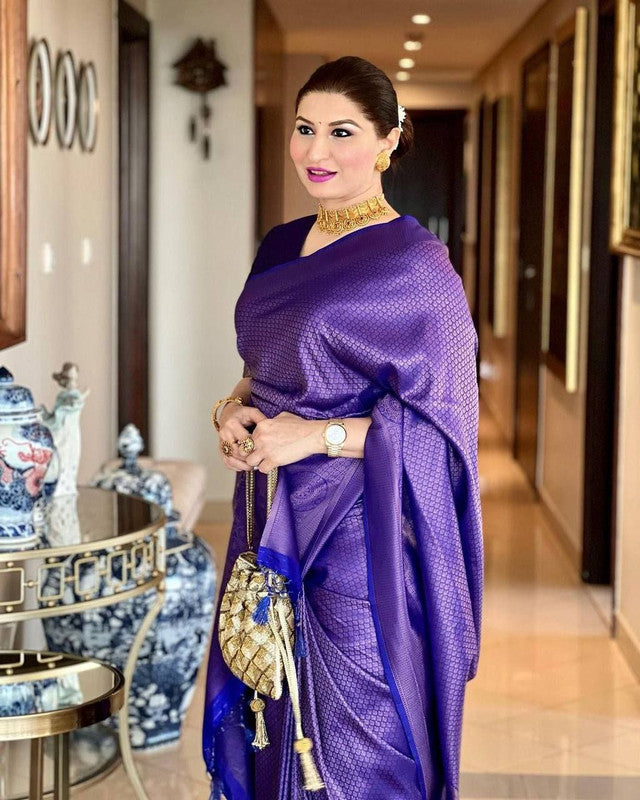 NOZ2TOZ Women Banarasi Silk Woven Saree With Blouse Piece - Blue - Distacart