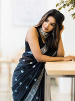 Thumbnail for NOZ2TOZ Women Cotton Printed Saree With Blouse Piece - Black - Distacart