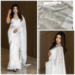 Thumbnail for Malishka Cotton Printed Saree With Blouse Piece - white - Distacart