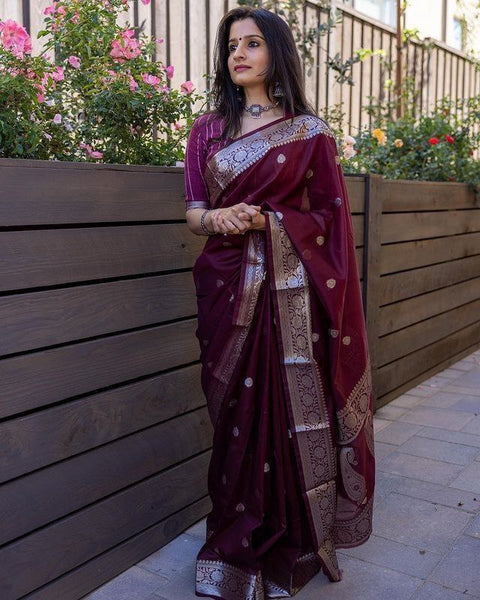 NOZ2TOZ Women Cotton Printed Saree With Blouse Piece - Wine - Distacart