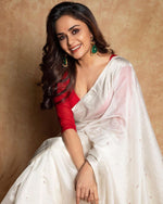 Thumbnail for NOZ2TOZ Women Cotton Printed Saree With Blouse Piece - White - Distacart