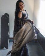 Thumbnail for NOZ2TOZ Women Banarasi Silk Woven Saree With Blouse Piece - Black - Distacart