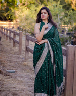 Thumbnail for NOZ2TOZ Women Banarasi Silk Woven Saree With Blouse Piece - Green - Distacart