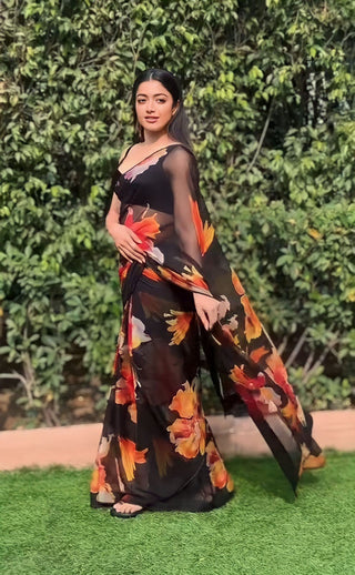 NOZ2TOZ Women Banarasi Silk Woven Saree With Blouse Piece - Black - Distacart