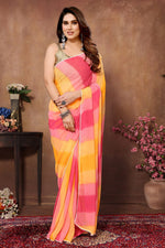 Thumbnail for Malishka Georgette Silk Printed Ready To Wear Saree With Blouse Piece - Multicolor - Distacart
