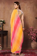 Thumbnail for Malishka Georgette Silk Printed Ready To Wear Saree With Blouse Piece - Multicolor - Distacart