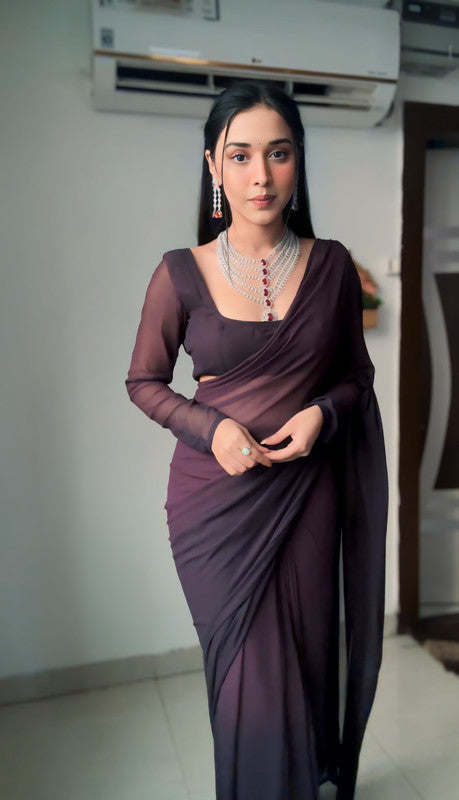 Malishka Georgette Silk Pedding Design Ready To Wear Saree With Blouse Piece - Multicolor - Distacart