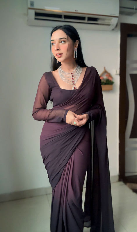 Malishka Georgette Silk Pedding Design Ready To Wear Saree With Blouse Piece - Multicolor - Distacart
