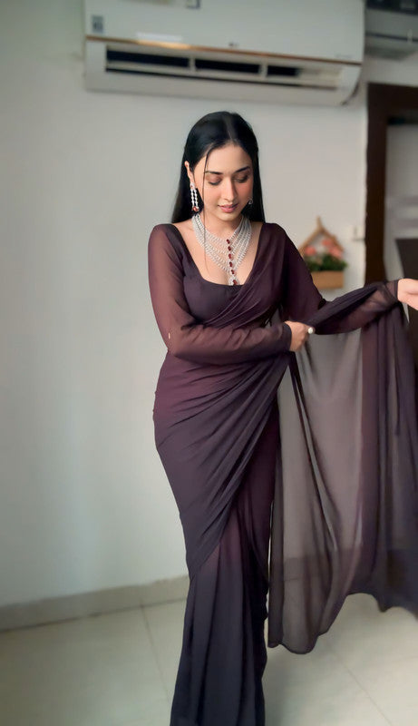 Malishka Georgette Silk Pedding Design Ready To Wear Saree With Blouse Piece - Multicolor - Distacart