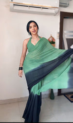 Thumbnail for Malishka Georgette Silk Pedding Ready To Wear Saree With Blouse Piece - Multicolor - Distacart