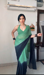 Thumbnail for Malishka Georgette Silk Pedding Ready To Wear Saree With Blouse Piece - Multicolor - Distacart