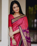 Thumbnail for Malishka Banarasi Silk Woven Saree With Blouse Piece - Pink - Distacart
