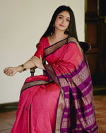 Thumbnail for Malishka Banarasi Silk Woven Saree With Blouse Piece - Pink - Distacart