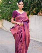 Thumbnail for NOZ2TOZ Women Banarasi Silk Woven Saree With Blouse Piece - Wine - Distacart