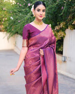 Thumbnail for NOZ2TOZ Women Banarasi Silk Woven Saree With Blouse Piece - Wine - Distacart