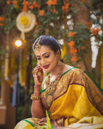 Thumbnail for NOZ2TOZ Women Banarasi Silk Woven Saree With Blouse Piece - Yellow - Distacart