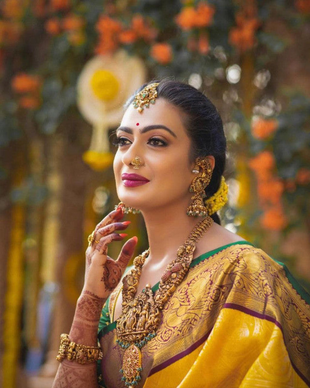 NOZ2TOZ Women Banarasi Silk Woven Saree With Blouse Piece - Yellow - Distacart