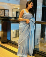 Thumbnail for NOZ2TOZ Women Banarasi Silk Woven Saree With Blouse Piece - Firozi - Distacart