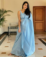 Thumbnail for Malishka Banarasi Silk Woven Saree With Blouse Piece - Firozi