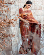 Thumbnail for NOZ2TOZ Women Banarasi Silk Woven Saree With Blouse Piece - Maroon - Distacart