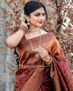 Thumbnail for NOZ2TOZ Women Banarasi Silk Woven Saree With Blouse Piece - Maroon - Distacart