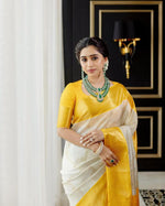 Thumbnail for NOZ2TOZ Women Banarasi Silk Woven Saree With Blouse Piece - white - Distacart