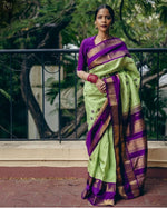 Thumbnail for Malishka Banarasi Silk Woven Saree With Blouse Piece - Pista - Distacart
