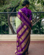 Thumbnail for Malishka Banarasi Silk Woven Saree With Blouse Piece - Pista - Distacart