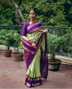 Thumbnail for Malishka Banarasi Silk Woven Saree With Blouse Piece - Pista - Distacart