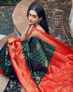Thumbnail for NOZ2TOZ Women Banarasi Silk Woven Saree With Blouse Piece - Green - Distacart