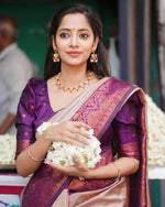 Thumbnail for NOZ2TOZ Women Banarasi Silk Woven Saree With Blouse Piece - Grey - Distacart