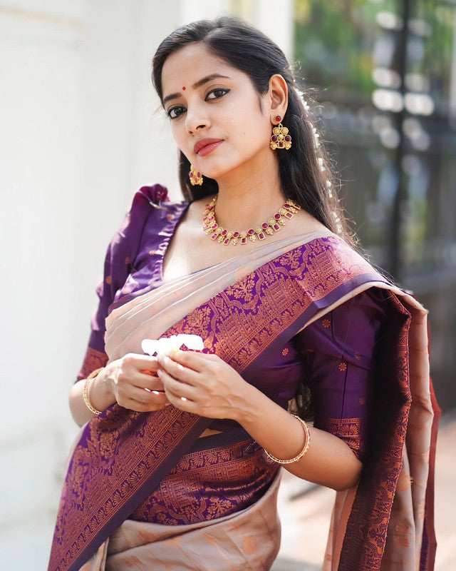 NOZ2TOZ Women Banarasi Silk Woven Saree With Blouse Piece - Grey - Distacart