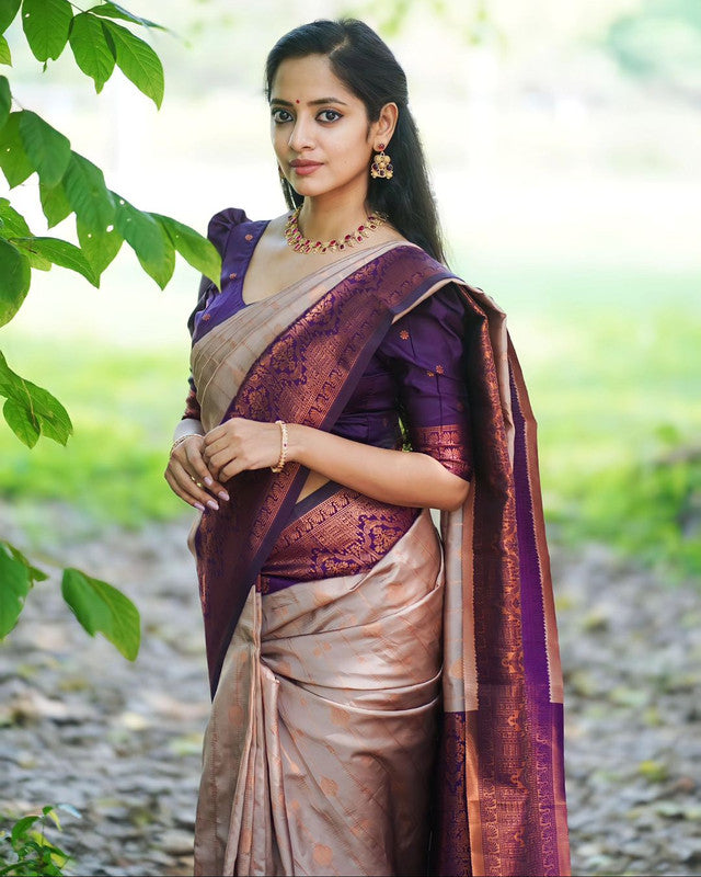 NOZ2TOZ Women Banarasi Silk Woven Saree With Blouse Piece - Grey - Distacart