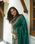 Thumbnail for NOZ2TOZ Women Banarasi Silk Woven Saree With Blouse Piece - Green - Distacart