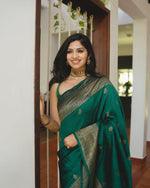 Thumbnail for NOZ2TOZ Women Banarasi Silk Woven Saree With Blouse Piece - Green - Distacart
