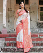 Thumbnail for NOZ2TOZ Women Banarasi Silk Woven Saree With Blouse Piece - white - Distacart