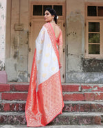 Thumbnail for NOZ2TOZ Women Banarasi Silk Woven Saree With Blouse Piece - white - Distacart
