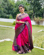 Thumbnail for NOZ2TOZ Women Banarasi Silk Woven Saree With Blouse Piece - Pink - Distacart