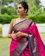 Thumbnail for NOZ2TOZ Women Banarasi Silk Woven Saree With Blouse Piece - Pink - Distacart