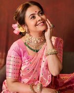 Thumbnail for NOZ2TOZ Women Banarasi Silk Woven Saree With Blouse Piece - Pink - Distacart